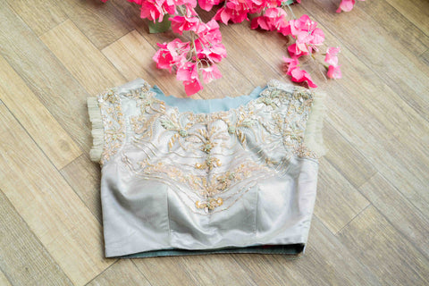 Silver embroidery blouse