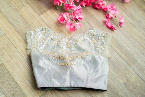 Silver embroidery blouse