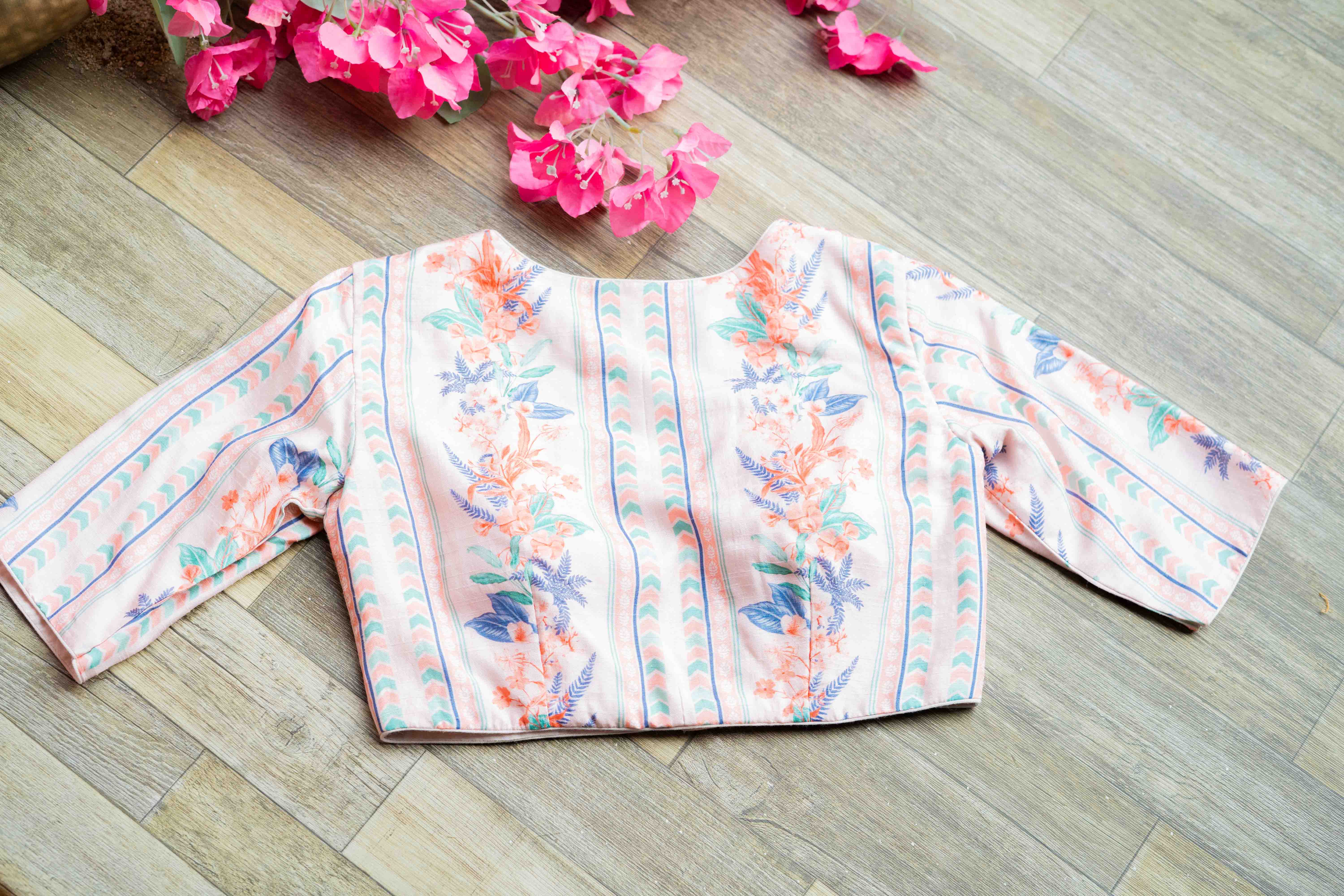 Peach floral blouse