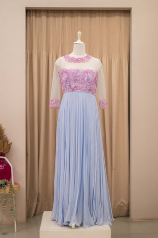 DS - Lavender gown with embroidered yoke