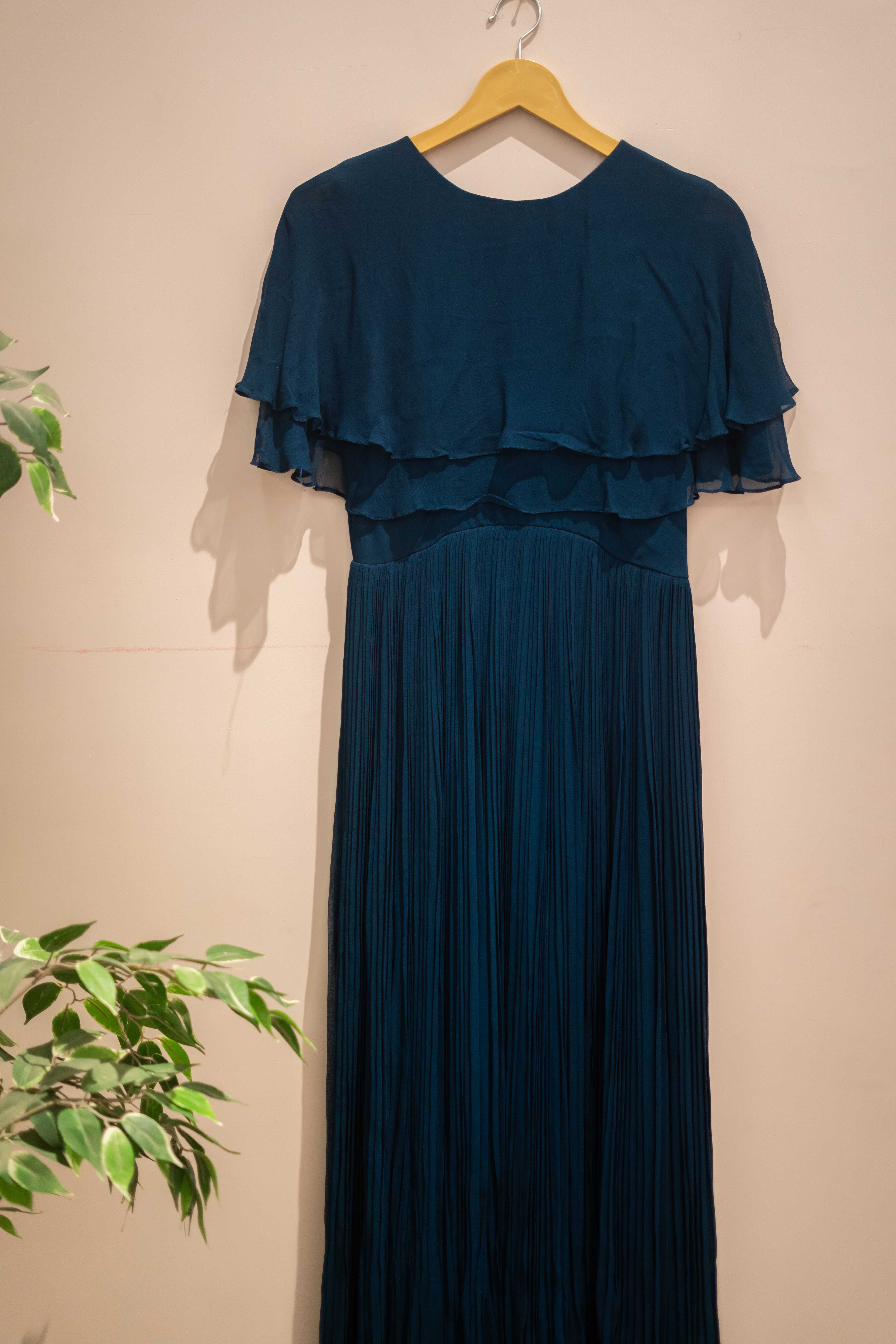 DS - blue double layered cape dress