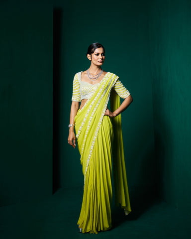 Levana drape saree with Blouse
- Pollen yellow