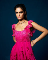 Display Product - Karla ruffle gown - Fuchsia pink