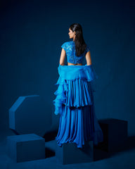 Display Product - Zeena Lehanga set with ruffle dupatta - Sapphire Blue