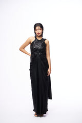 Baily Drape Saree With Top - Black