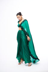 Shirly Skirt Set With Detachable Dupatta - Green