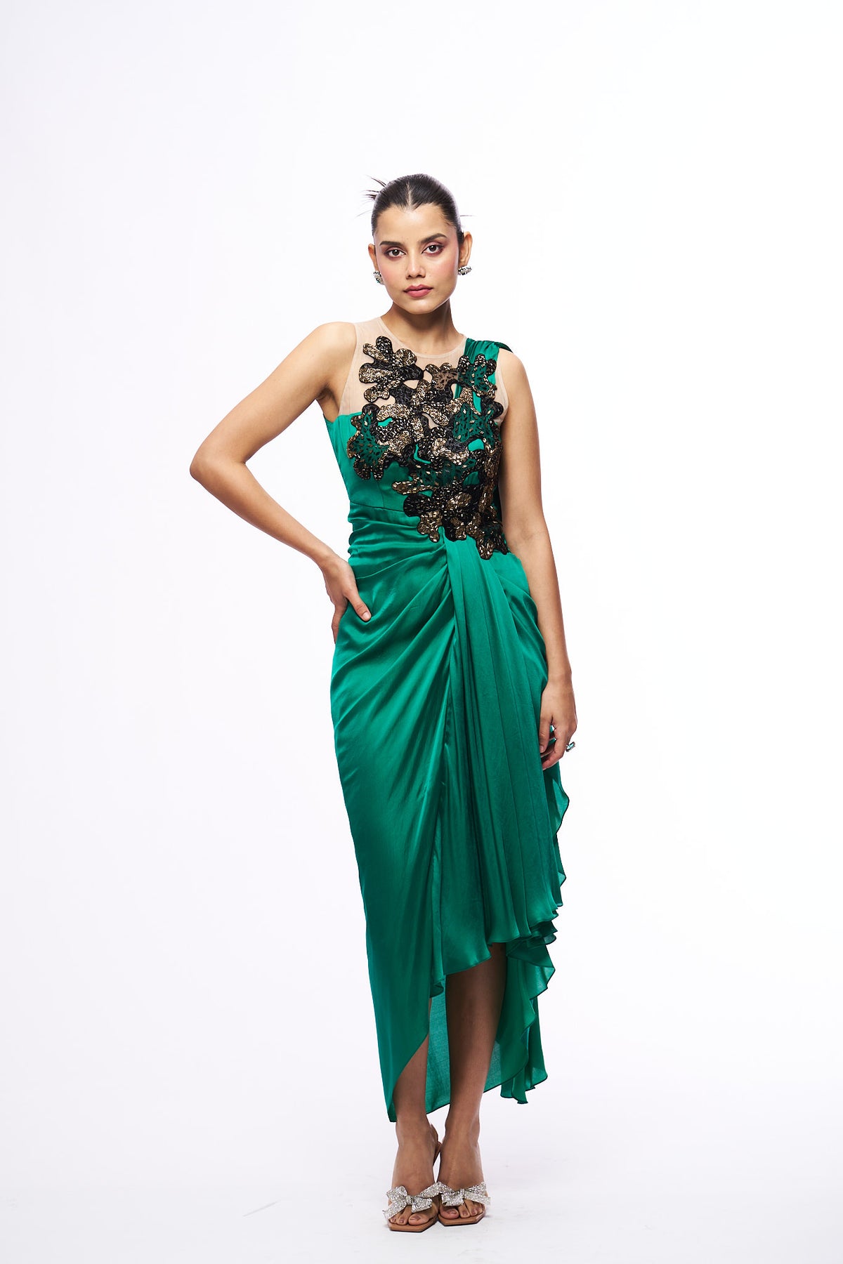 Romi Drape Dress - Green