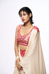 Display Product - Missie Lehenga Set With Draped Dupatta - Ivory