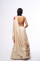 Display Product - Missie Lehenga Set With Draped Dupatta - Ivory