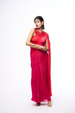 DS - Irie  Drape Dress - Red & Pink