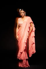 Willow drape saree - coral haze