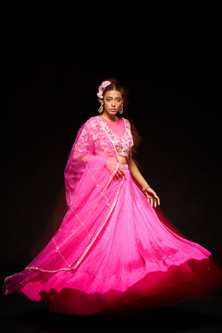 Zena lehenga set- hot pink