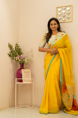 Chandha Saree with Blouse - Yellow