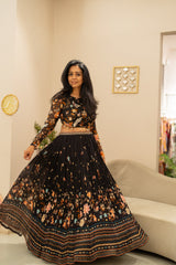 Secret Garden Black Lehenga