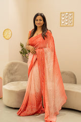 Coral Ombre Saree and Blouse