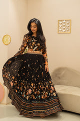 Secret Garden Black Lehenga