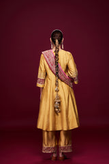 Tesharya Yellow and Pink Kurti Set with Dupatta