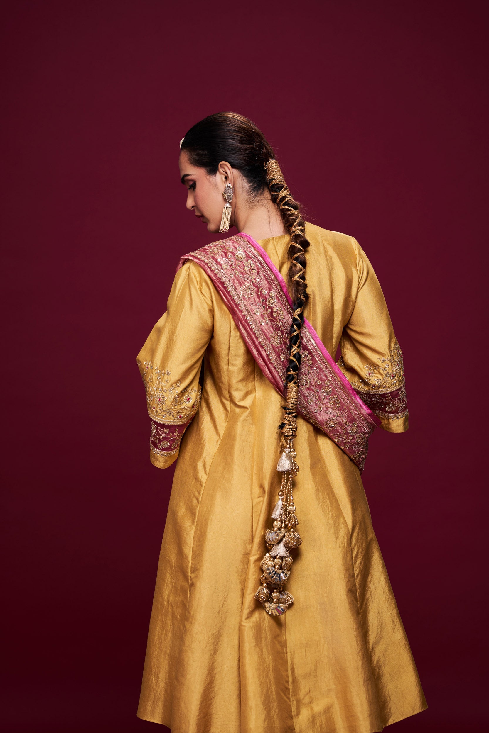 Tesharya Yellow and Pink Kurti Set with Dupatta