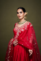 Aynoor Red Anarkali with Dupatta