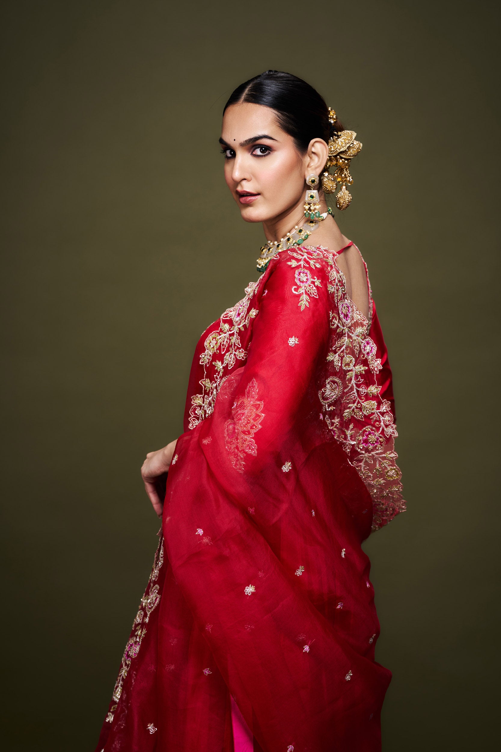 Aynoor Red Anarkali with Dupatta