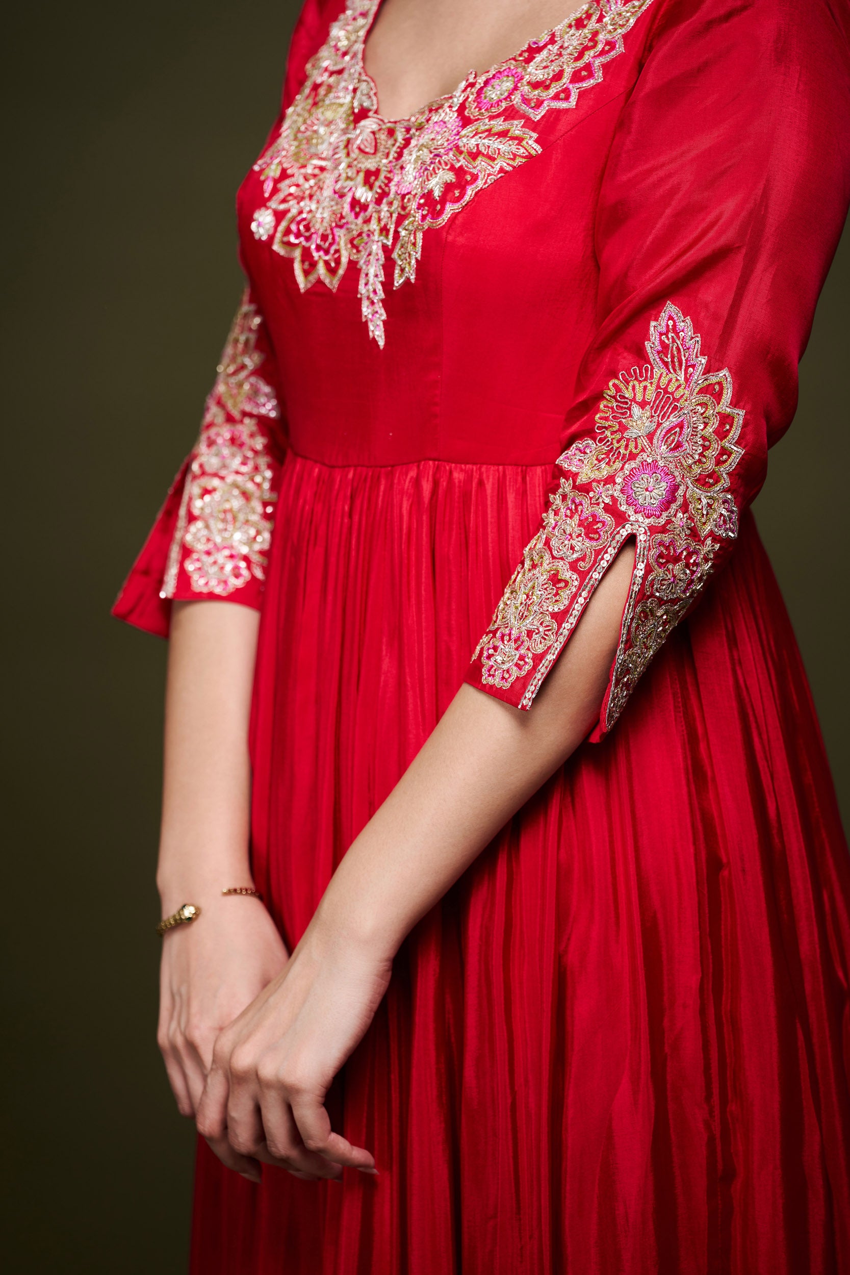 Aynoor Red Anarkali with Dupatta