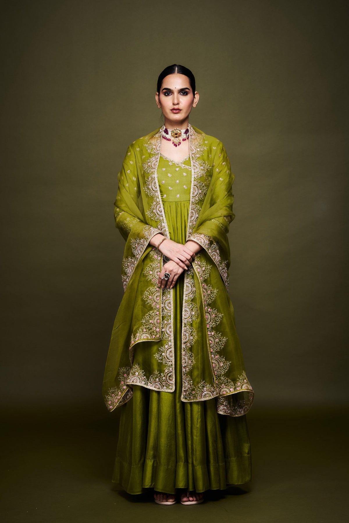 Zainab Green Anarkali with Dupatta