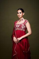 Amina Red Anarkali with Dupatta