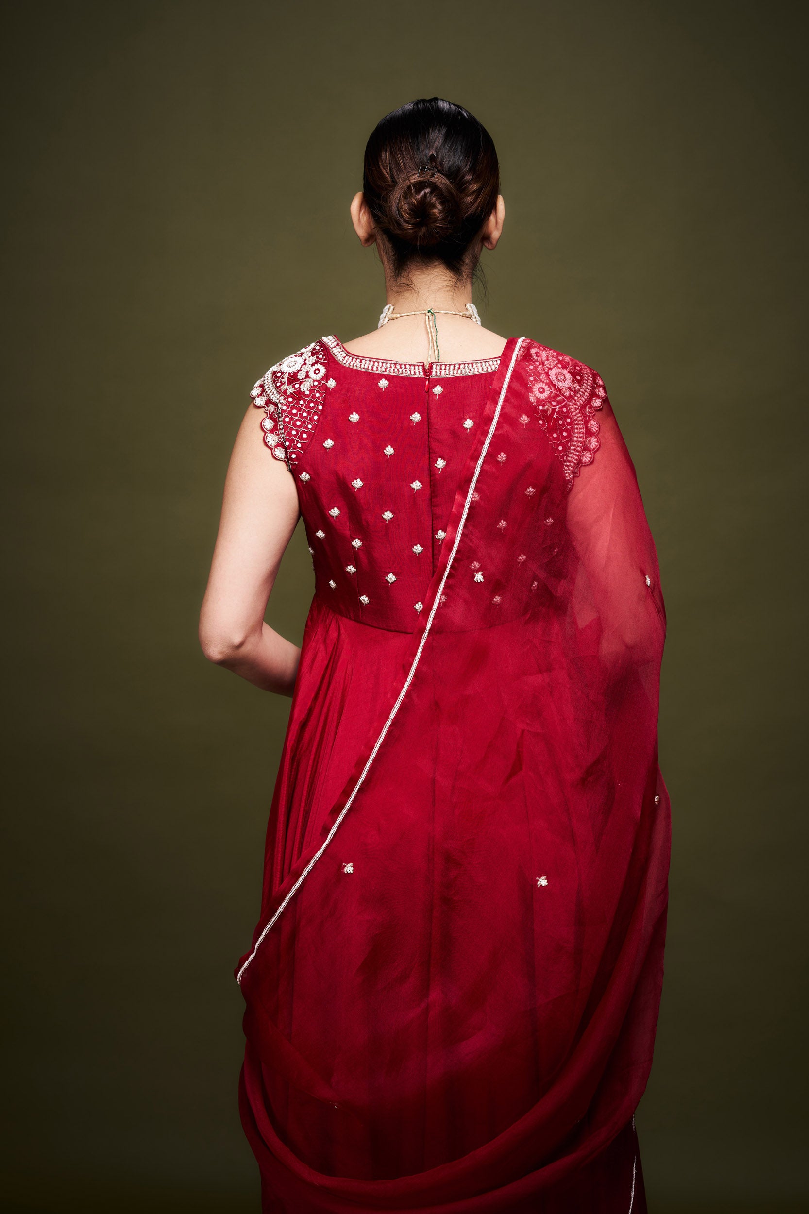 Amina Red Anarkali with Dupatta