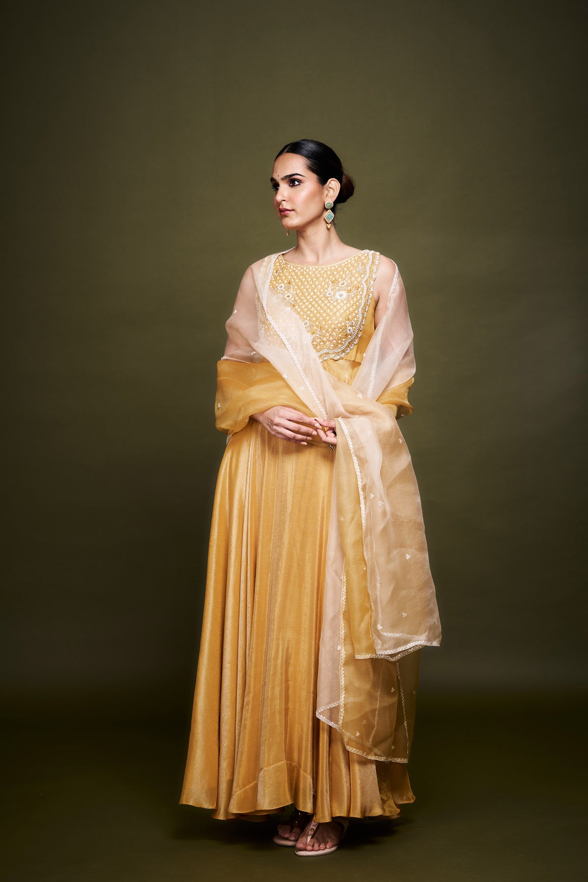 Aisha Yellow Anarkali Without Dupatta