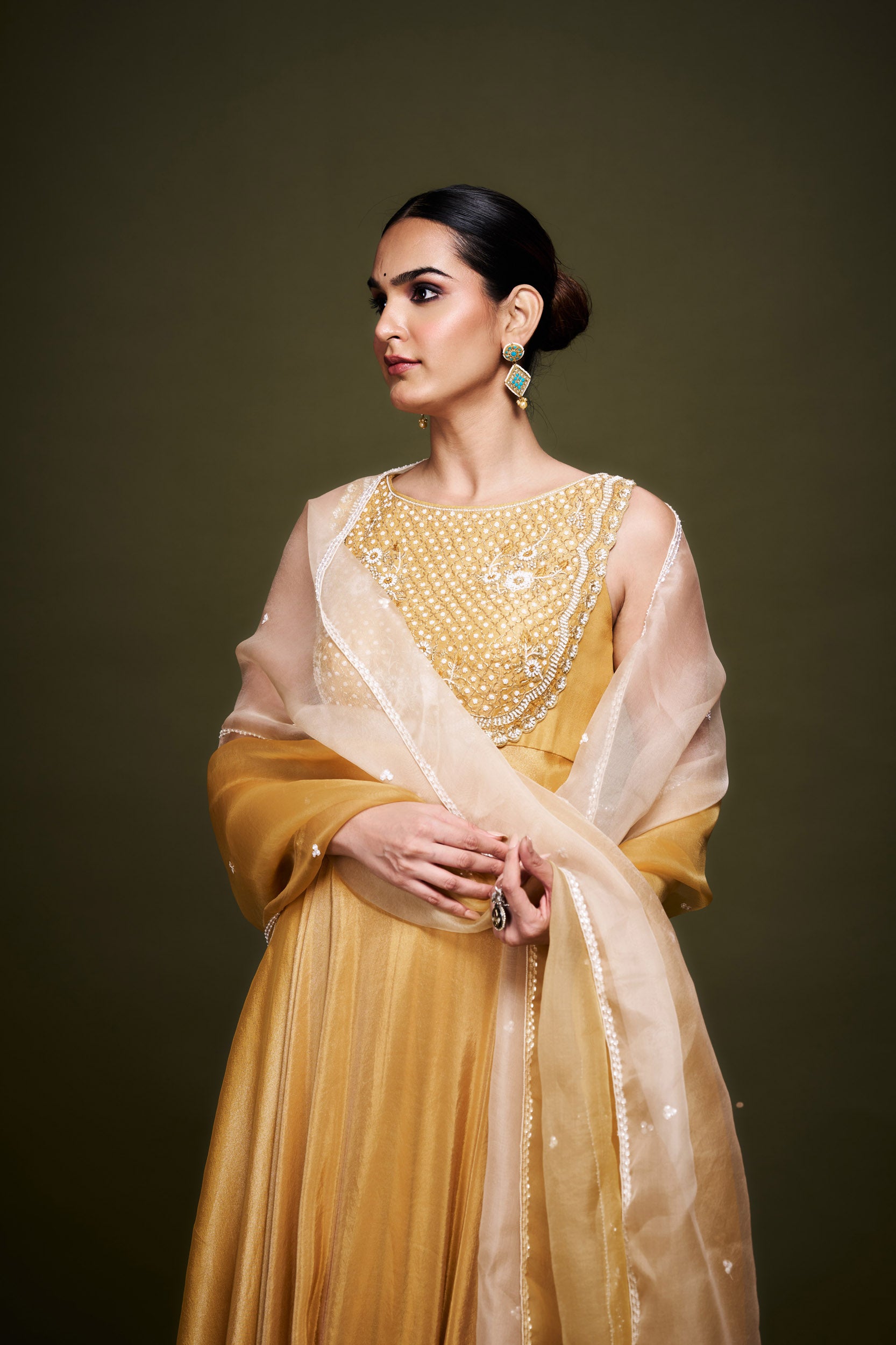 Aisha Yellow Anarkali with Dupatta