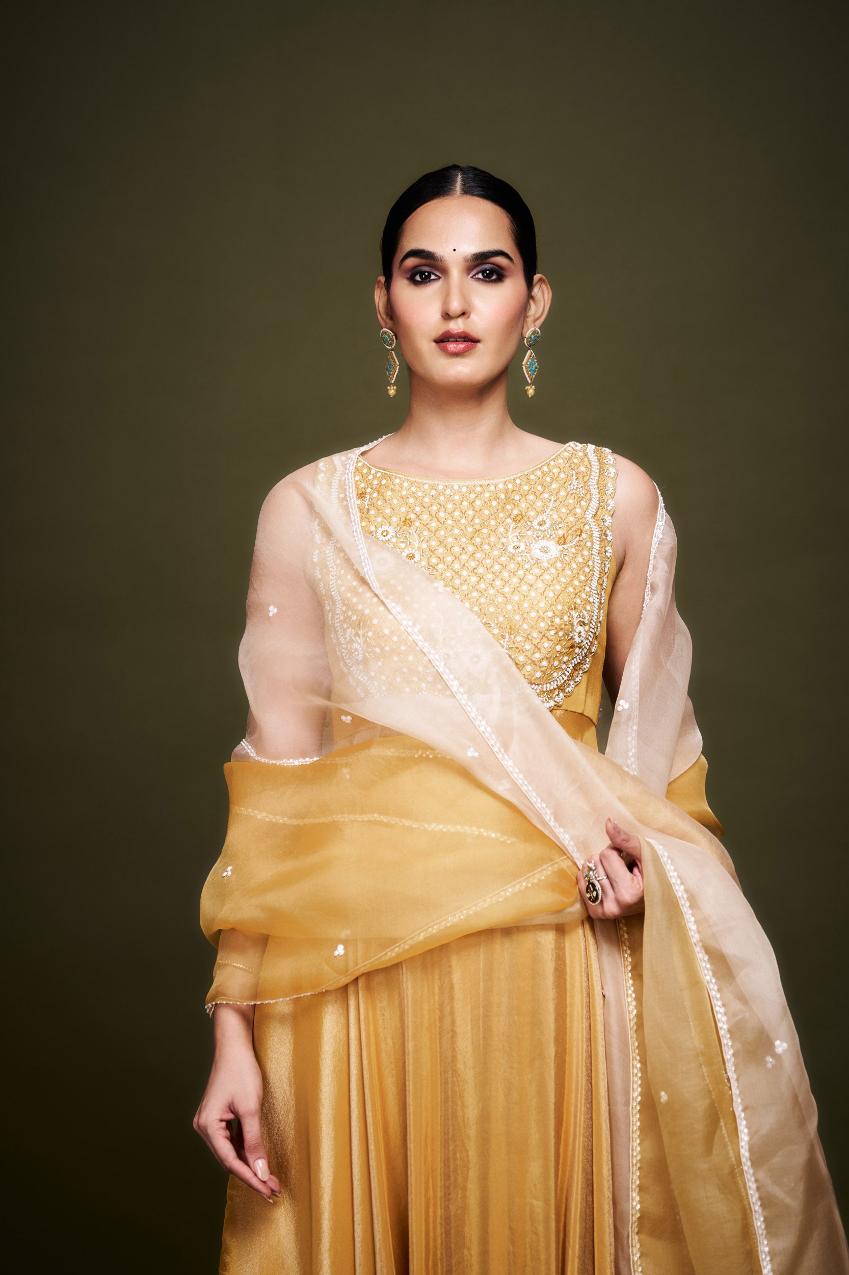 Aisha Yellow Anarkali with Dupatta