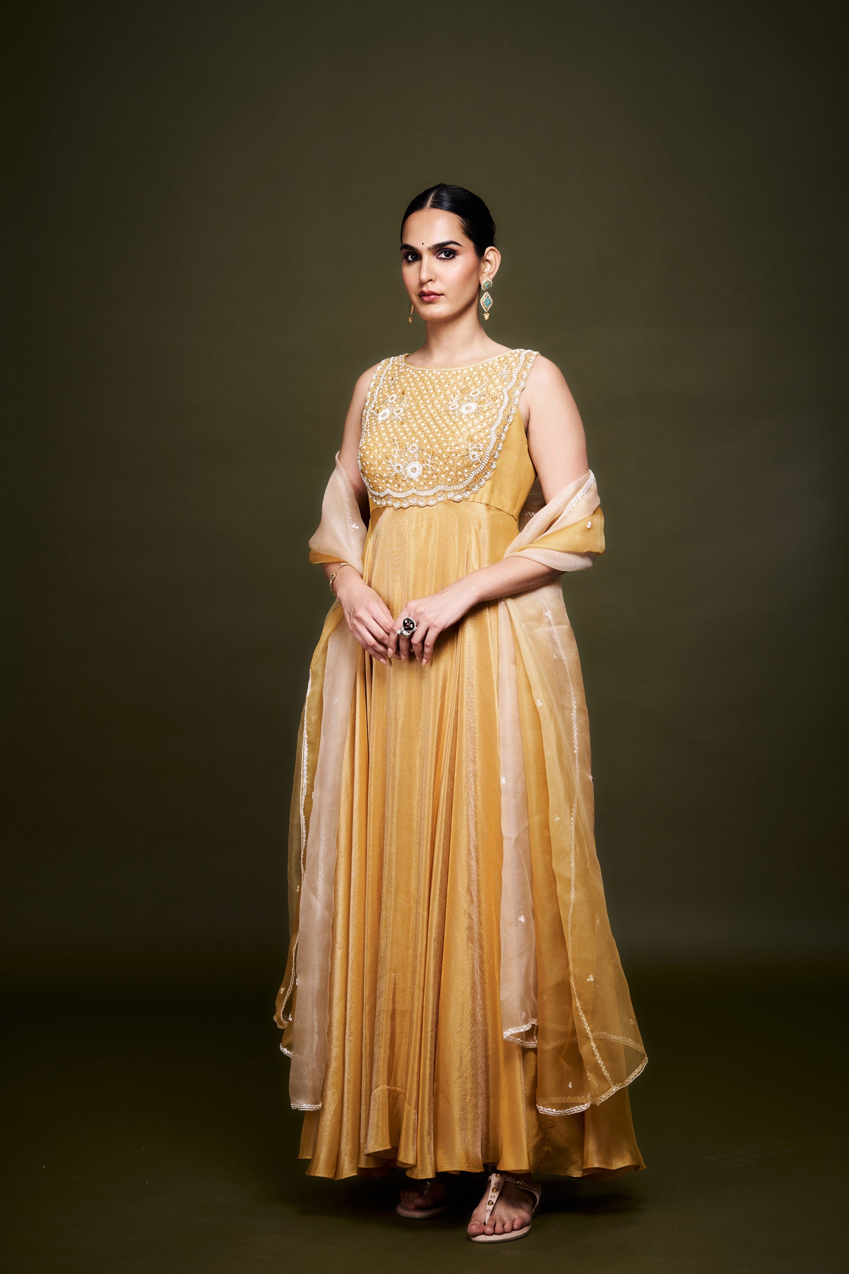 Aisha Yellow Anarkali Without Dupatta