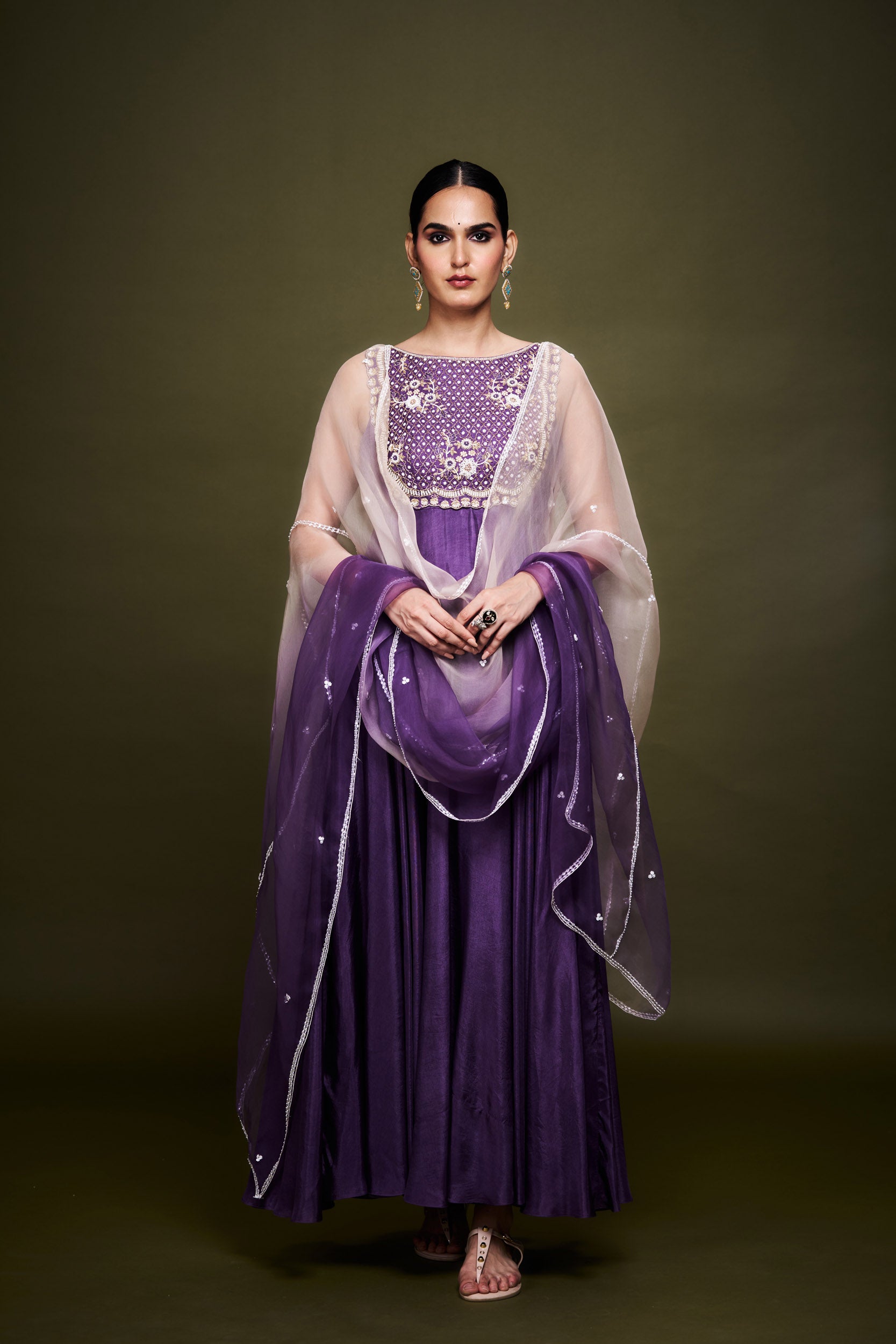 Haniya Purple Anarkali without Dupatta