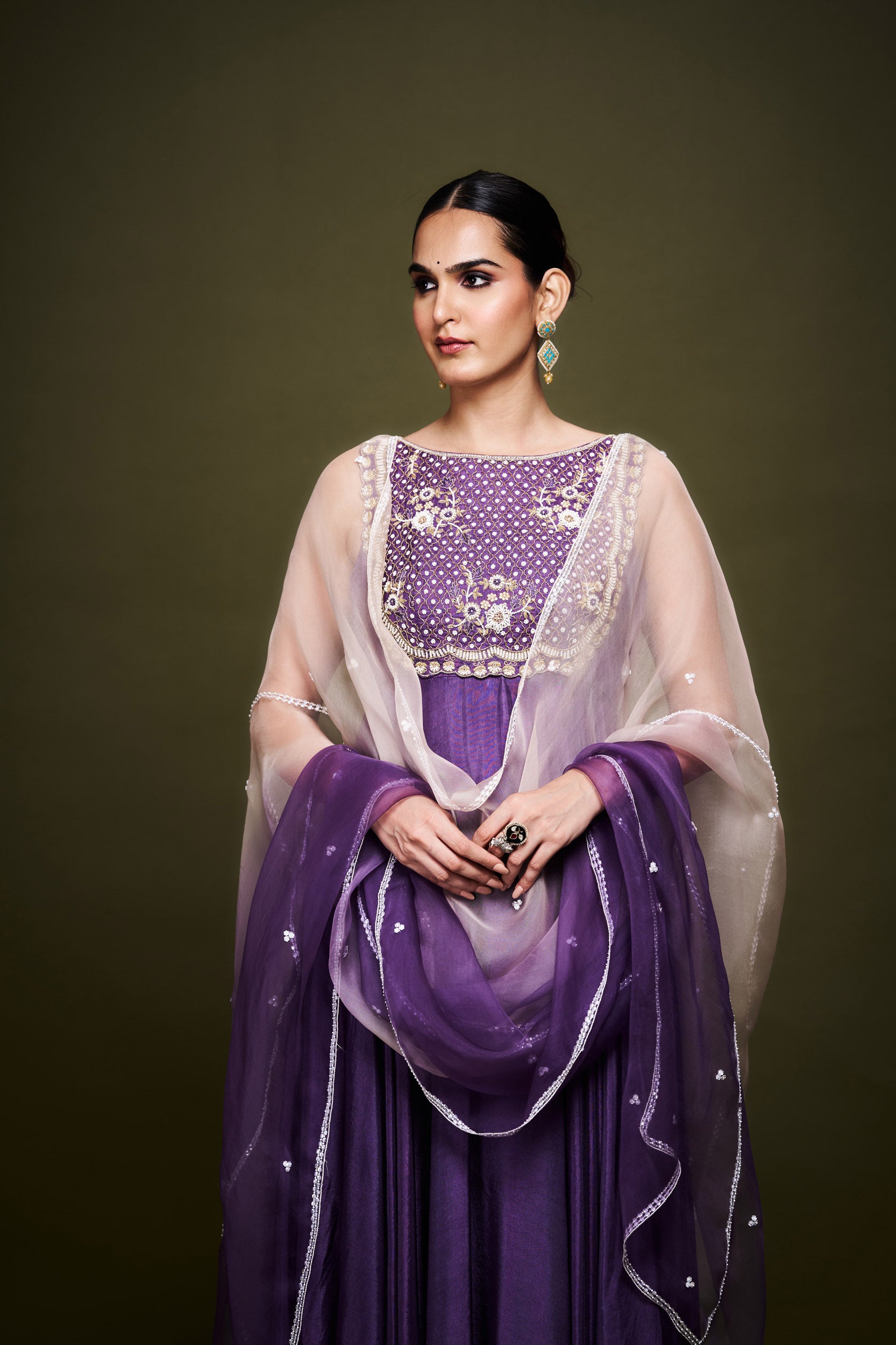 Haniya Purple Anarkali without Dupatta