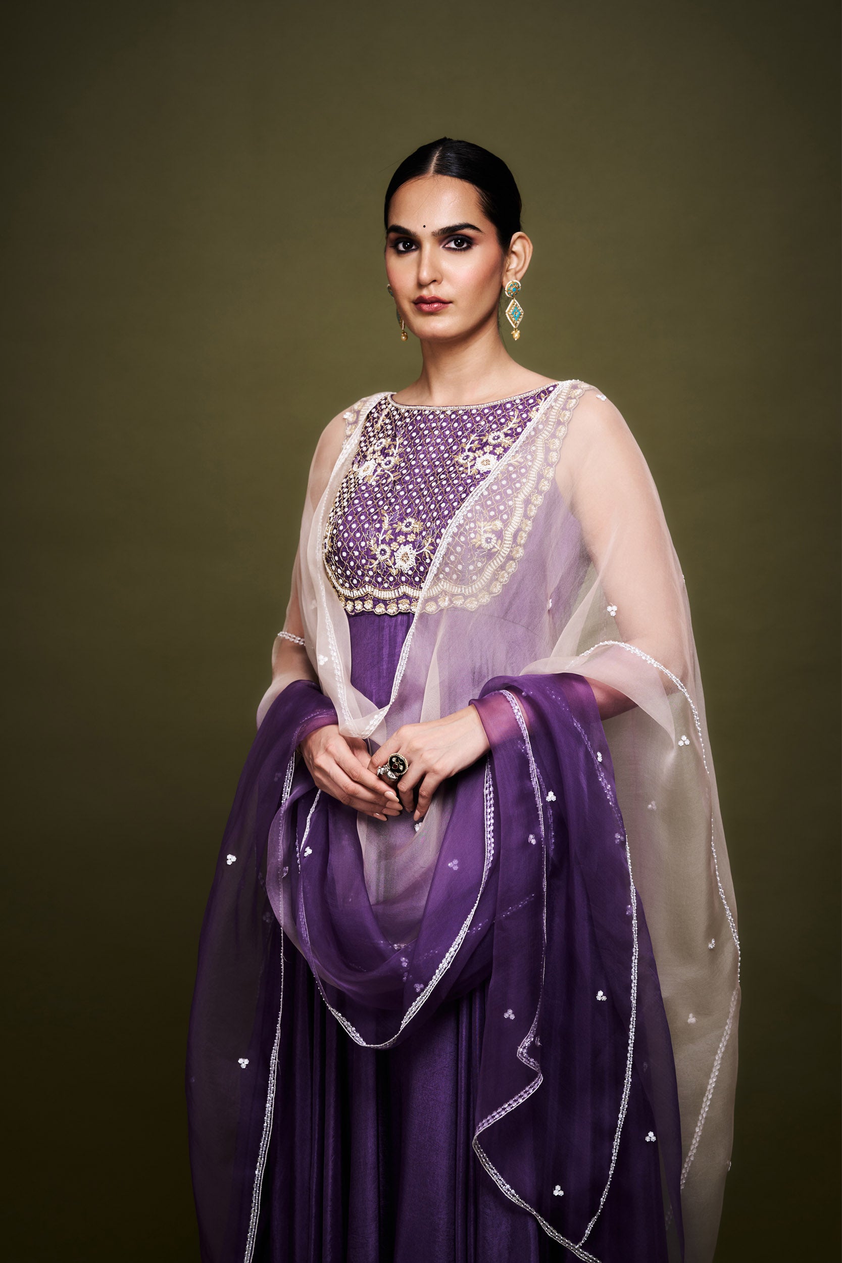 Haniya Purple Anarkali without Dupatta