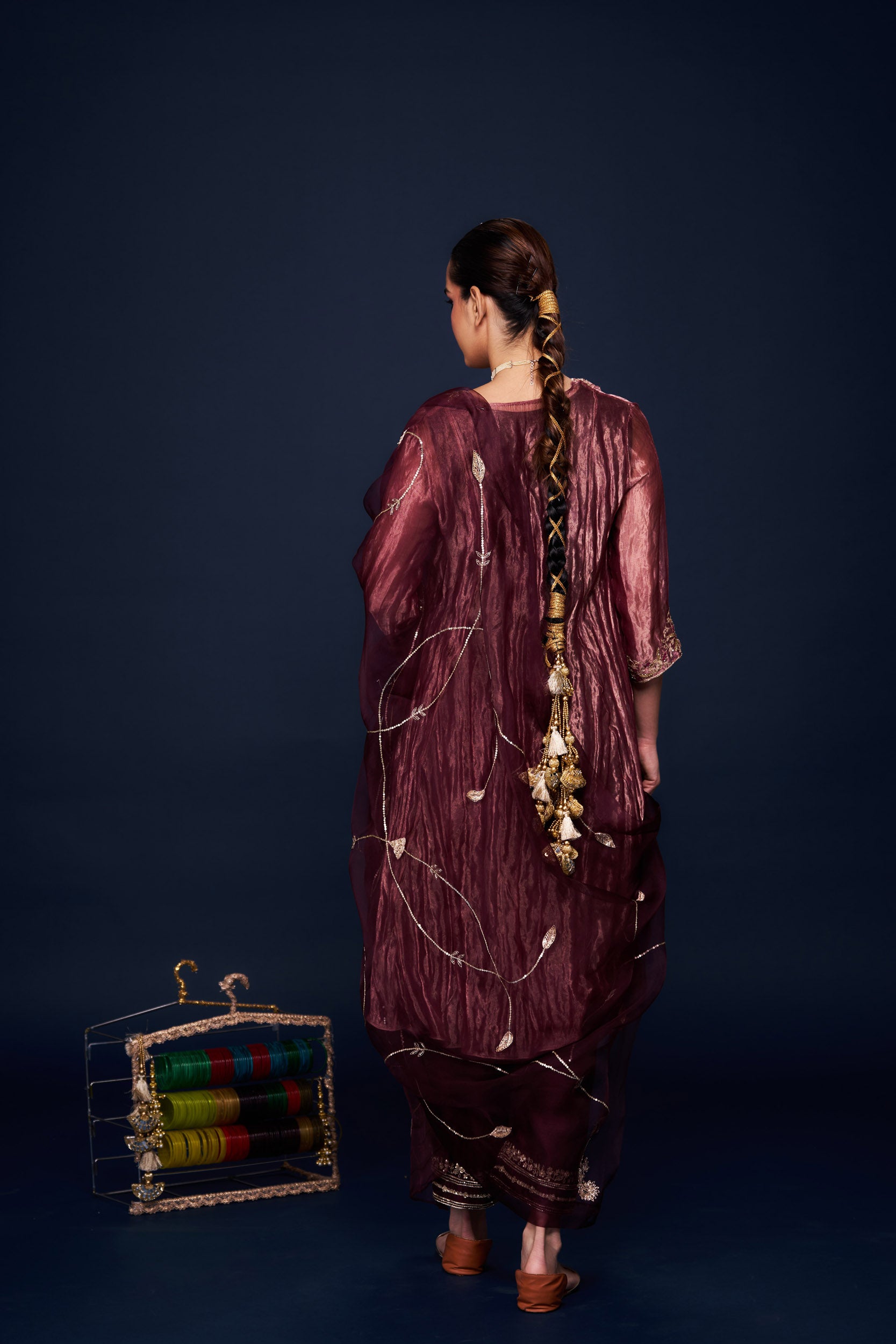 Mariam Plum Kurti Set With Dupatta