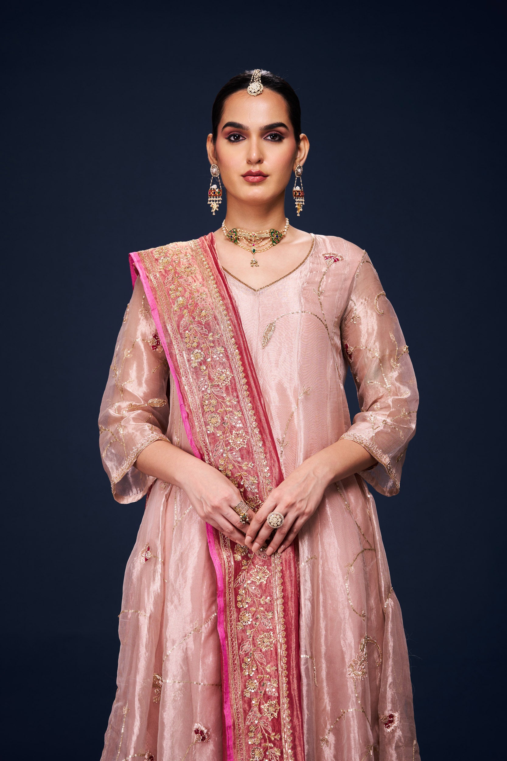 Mannat Rose Gold Kurti Set with Dupatta