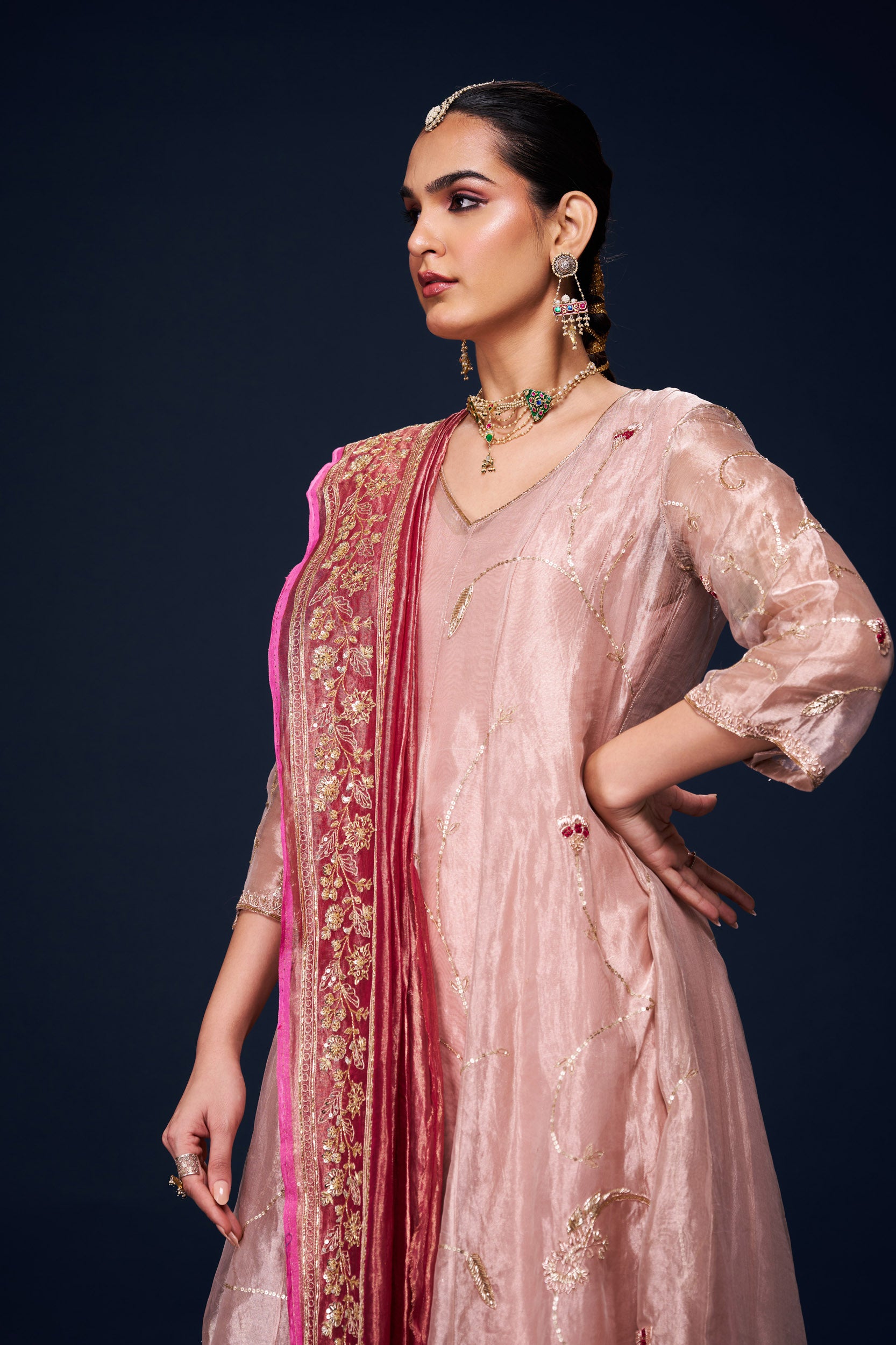 Mannat Rose Gold Kurti Set with Dupatta