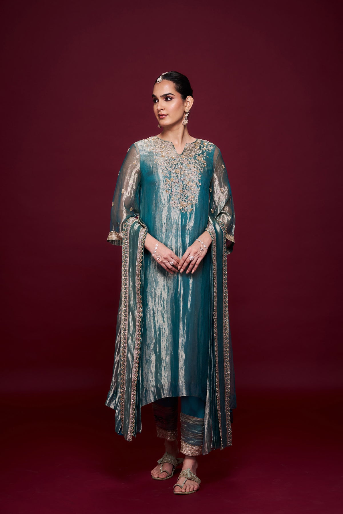 kurti tissue dress design Trendsetter Beige Tissue Short Kurti Dress House Of Awadh