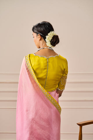 YASHVI SAREE WITH POLLEN YELLOW EMBROIDERED BLOUSE