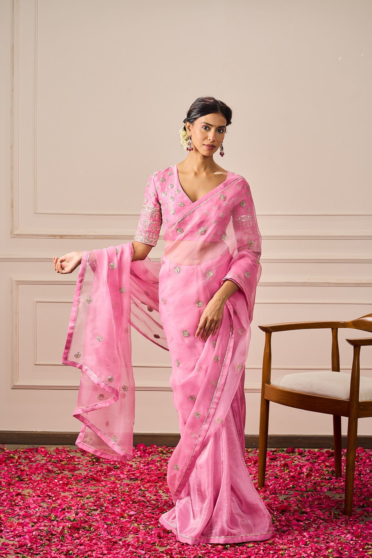 LAKSHMI SAREE WITH EMBROIDERED BLOUSE