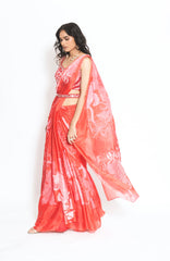 Nora drape saree - Crimson