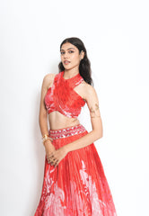 Claire lehenga set - Crimson