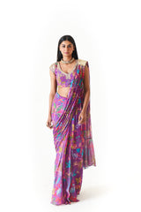 LAYLA DRAPE SAREE- PURPLE