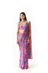 LAYLA DRAPE SAREE- PURPLE