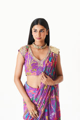 LAYLA DRAPE SAREE- PURPLE