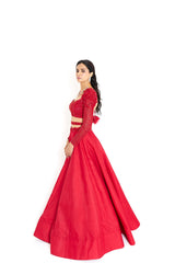 VICTORIA LEHENGA SET - SCARLET