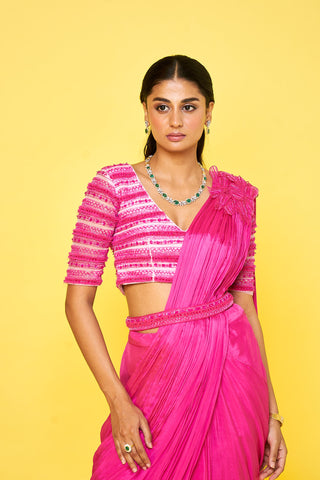 CHARLES DRAPE SAREE - PINK