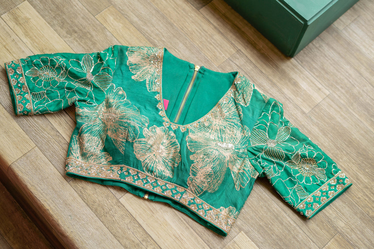 Emerald Green Embroidery Blouse