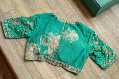 Emerald Green Embroidery Blouse